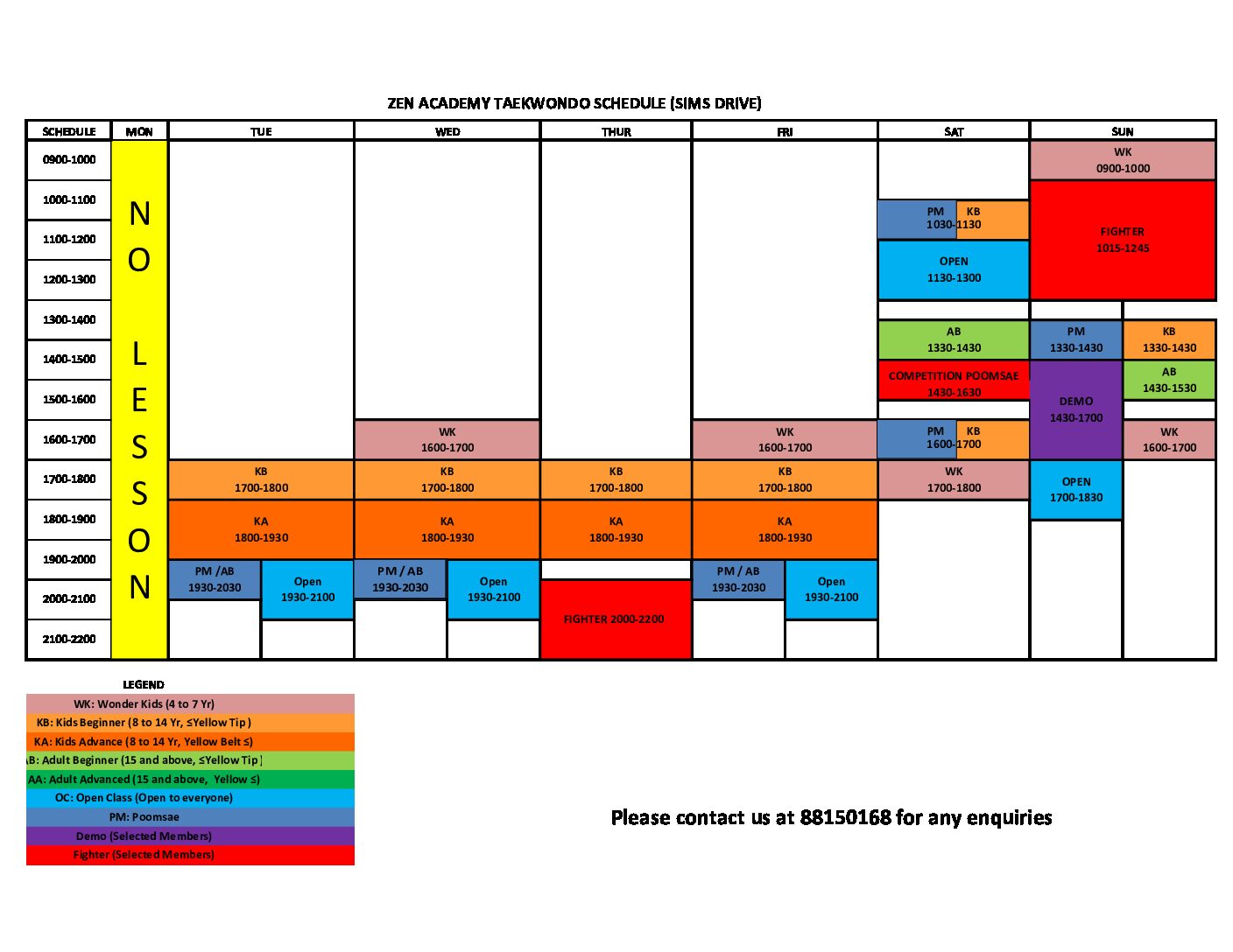 SD Taekwondo Schedule Pdf 